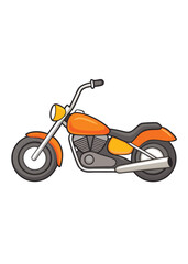 Obraz premium Cartoon motorcycle with a classic design, featuring bold orange color and stylish details