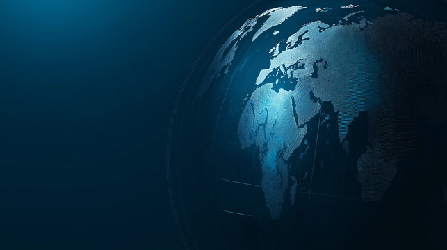 blue world map with binary code