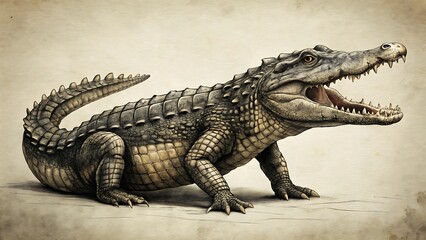 Fototapeta premium Classic vintage style illustration of a alligator