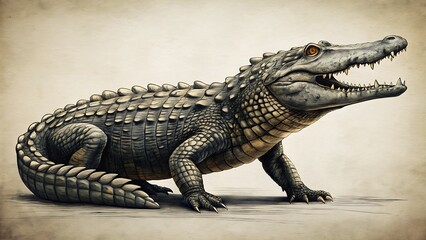 Naklejka premium Classic vintage style illustration of a alligator