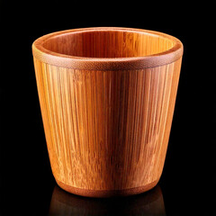 A cup made of bamboo isolated on a black background
