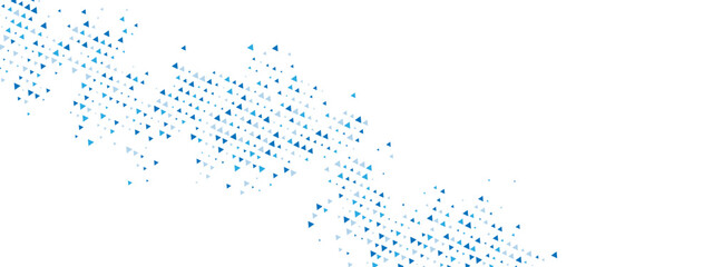 Obraz premium Blue abstract background with triangle mosaic. Features a chaotic arrangement of particles, geometric linear dot pattern. Vector illustration for banners, posters, websites, social media.