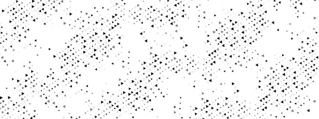 Halftone abstract background with triangle mosaic. Features a chaotic arrangement of particles, geometric linear dot pattern. Vector illustration for banners, posters, websites, social media.