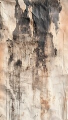 Naklejka premium Crumpled and stained paper with dark vertical streaks is displayed