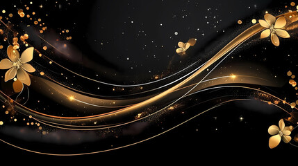 Obraz premium Golden Elegance: Luxurious Floral Design