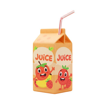 Cheerful cartoon juice box featuring friendly fruit characters on a black backdrop
