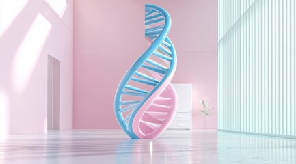 Modern DNA sculpture in pastel interior