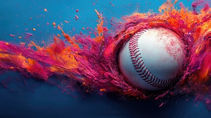 Horizontal Baseball Banner with Bold Splash Elements