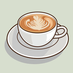 beautiful art of coffee latte in a cup illustration