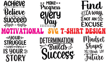 Fototapeta premium motivational quotes inspiration positive success quotes Typography calligraphy SVG cut file bundle T-shirt design set Bundle design vector silhouette 