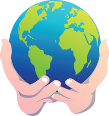 hands holding Earth, symbolizing unity, responsibility, and global care.
