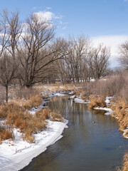 St. Vrain Creek at Sandstone Ranch Park During the Winter