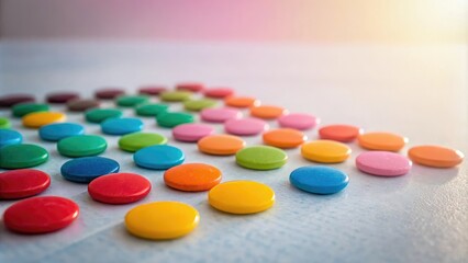 A collection of small brightly colored circles against a subtle gradient background, art, visual appeal