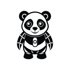 a cute panda cybernetic biomechanical art
