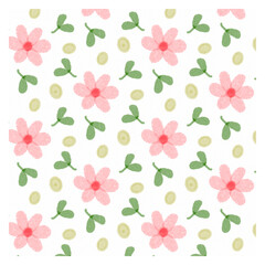 watercolor style flowers and leaves seamless pattern background