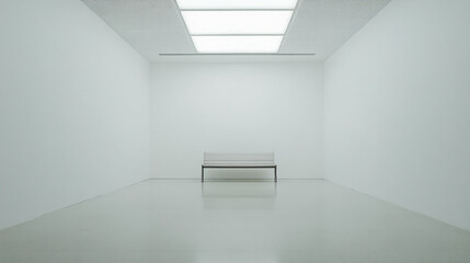 Fototapeta premium Minimalist Bench in Bright White Exhibition Space