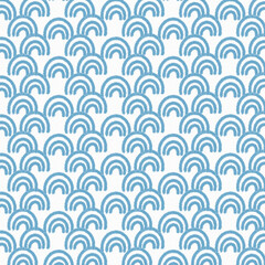 watercolor style wave blue seamless pattern background