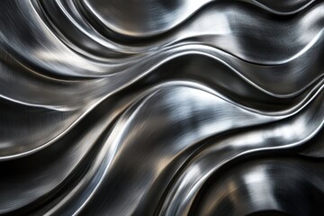 Fototapeta premium Abstract brushed metal texture with flowing waves. Ideal for backgrounds, tech designs, and industrial projects.