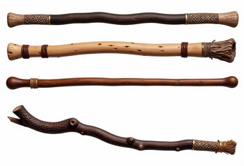 Obraz premium 3つのシンプルな古代中国の武器ベクター：歴史的および文化的なイラストとアートに最適な、異なるスティックデザイン、クリーンなデザイン、白い背景。