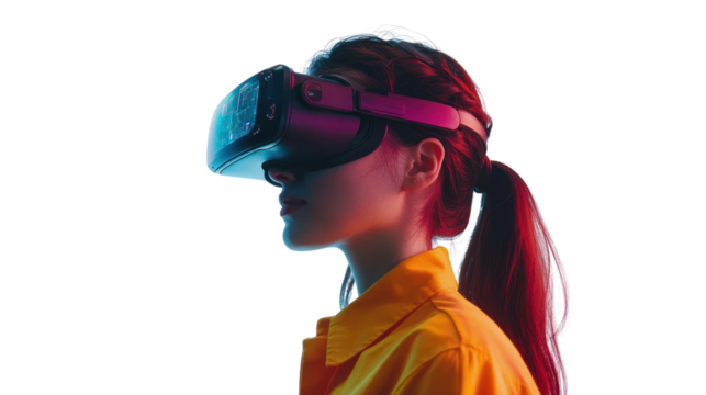 A young person experiencing virtual reality, wearing a VR headset, highlighting the intersection of technology and modern lifestyle.