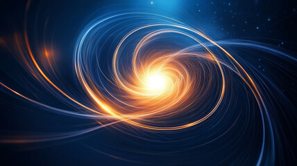 Obraz premium surreal cosmic phenomenon with swirling light and energy, depicting vibrant vortex of orange and blue hues, creating mesmerizing visual experience