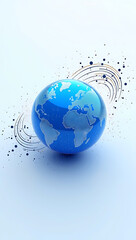 Simple 2D illustration of a globe with interconnected nodes and a Wi-Fi signal, symbolizing digital transformation, on a plain white background.