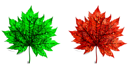 green and red maple leaf, PNG files, transparent background