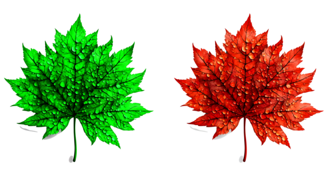 green and red maple leaf, PNG files, transparent background