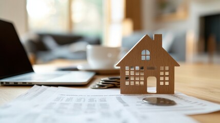 Housing costs evaluated by a family at a sleek desk in a cozy home office. Featuring budgeting and expense management