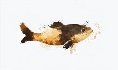 Fototapeta premium A watercolor illustration of a fish swimming gracefully in a serene aquatic environment
