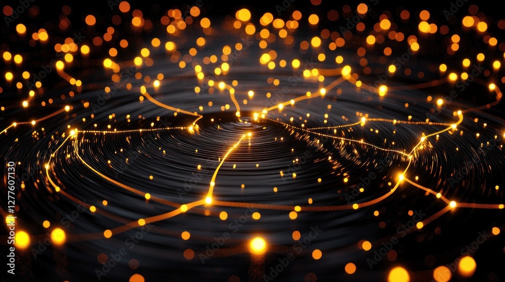 Aufkleber captivating abstract radiance golden light trails on dark fluid surface mesmerizing visuals for crea