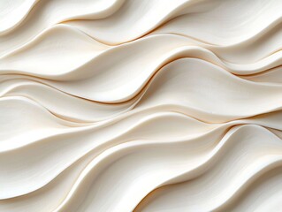 Fototapeta premium Flowing waves of textured white material studio abstract photography minimalist environment close-up viewpoint