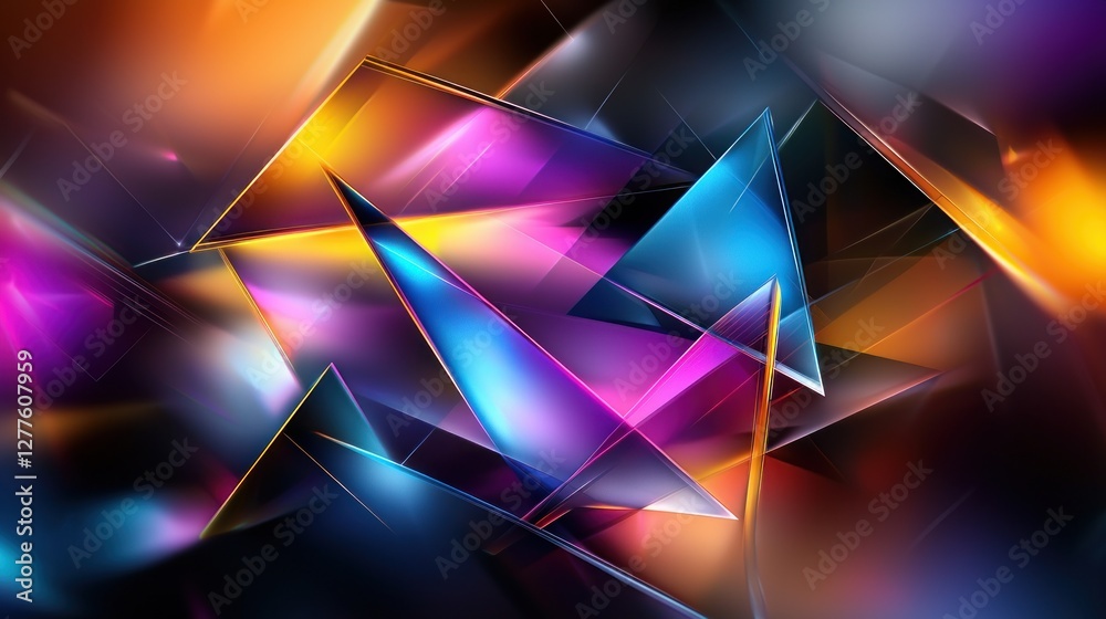 Fototapete Abstract geometric composition with vibrant colors and dynamic light creating a modern and energetic visual experience for digital background