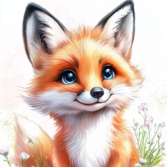 Fototapeta premium Whimsical illustration featuring a charming red fox.