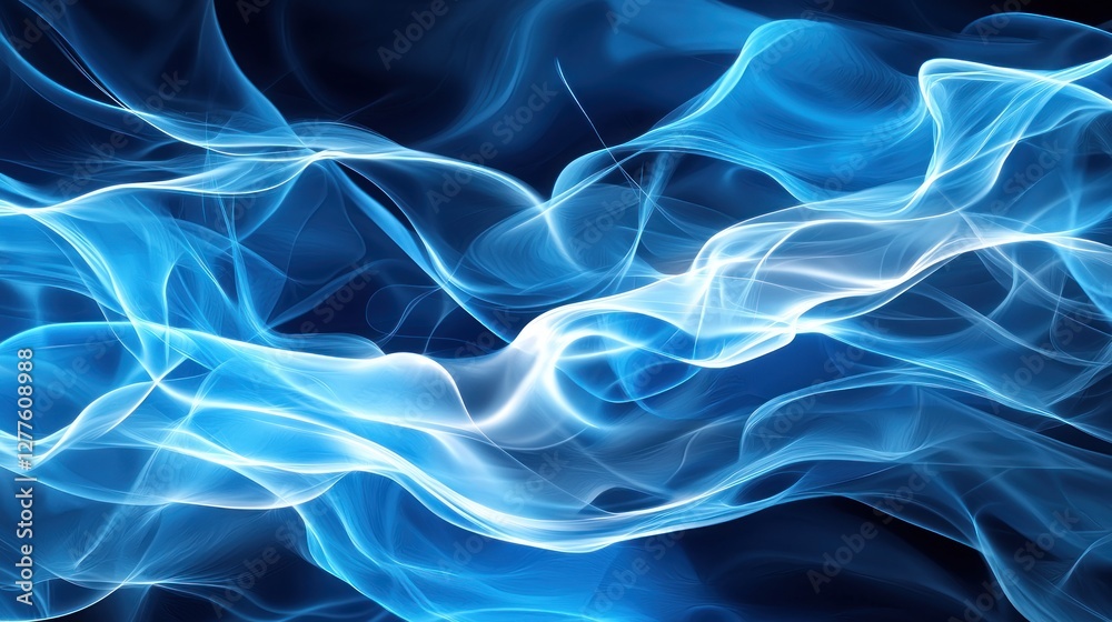 Aufkleber Captivating Blue Hues Abstract Background with Ethereal Light Trails and Dynamic Flowing Shapes for Modern Design
