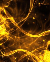 A mesmerizing display of golden flames and swirling light, creating an ethereal and dynamic background.