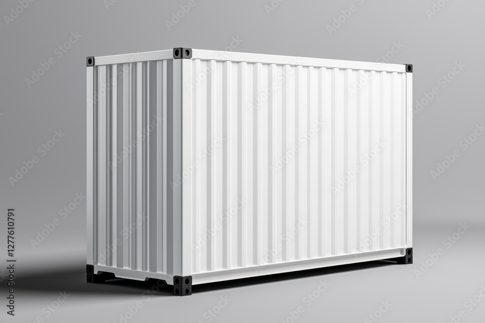 Poster clean white shipping container on gray background showcasing industrial design and logistics concept
