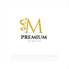 Fototapeta premium Letter m Royal Luxury Brand Symbol Design Template gold