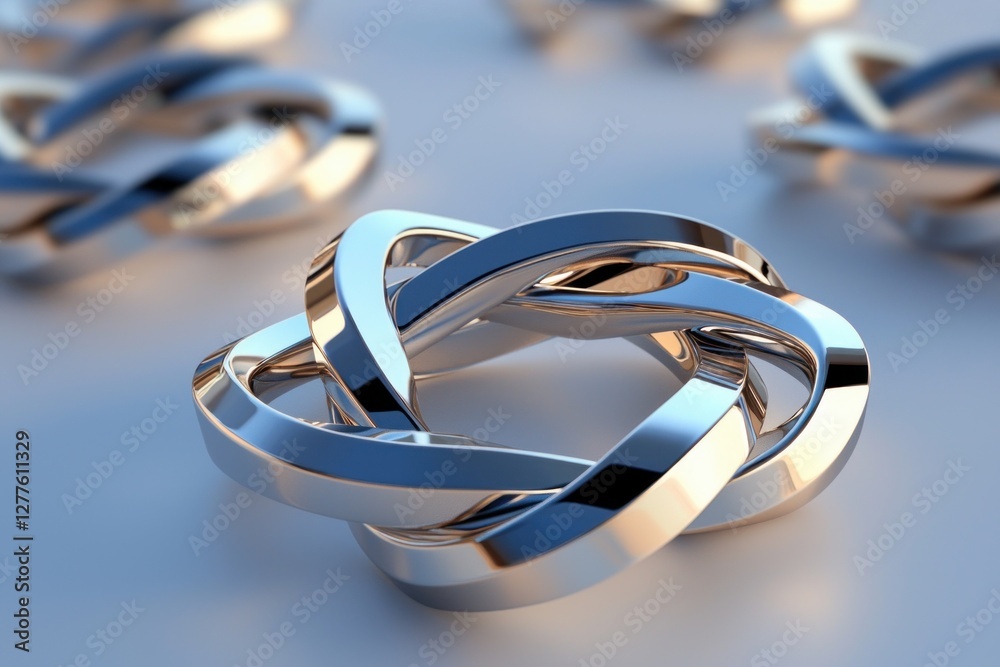 Poster Interlocking Rings in Silver and Gold A Symbol of Connection Unity and Enduring Strength in a Modern Design