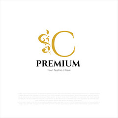 Letter c Royal Luxury Brand Symbol Design Template gold