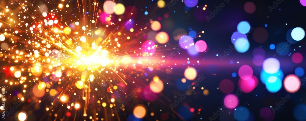 Leinwandbilder Vibrant explosion of light and color in abstract bokeh background creating a dynamic and festive atmosphere perfect for celebration and new year