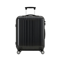 Black colored traveling suitcase isolated on transparent background