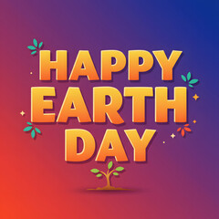 Obraz premium Happy Earth Day Celebration with Colorful Gradient Background