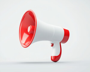 vibrant megaphone with red and white design, ideal for announcements and promotions. This eye catching device symbolizes communication and outreach