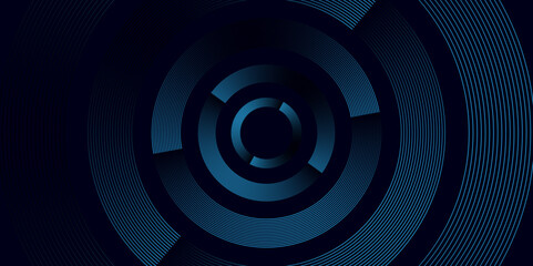 Black and blue abstract background with circle lines spiral. Optical illusion tunnel with black and blue pattern. Abstract Monochrome Spiral Tunnel. you can use poster, banner, vector illustration.