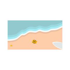 Fototapeta premium Tropical Summer Beach Background in Cartoon Design Concept. Isolated Vector Illustration.