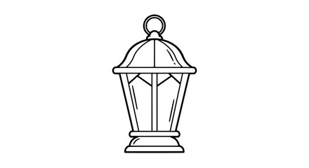 Decorative Lantern: A simple yet elegant black and white illustration of a decorative lantern, perfect for adding a touch of classic charm and subtle illumination.