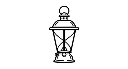 Vintage Lantern: A detailed line drawing of a classic, ornate lantern, evoking a sense of nostalgia, adventure, and the allure of the past.