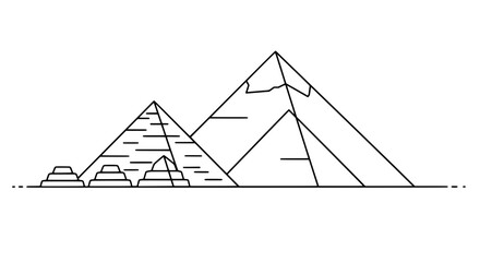 Ancient Echoes: Minimalist line art of the iconic pyramids of Egypt, evoking a sense of timeless history and architectural wonder.