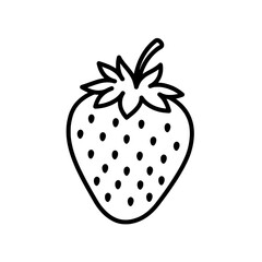 Strawberry Outline: A clean, minimalist outline of a ripe, juicy strawberry, ready to be colored or used in a design.